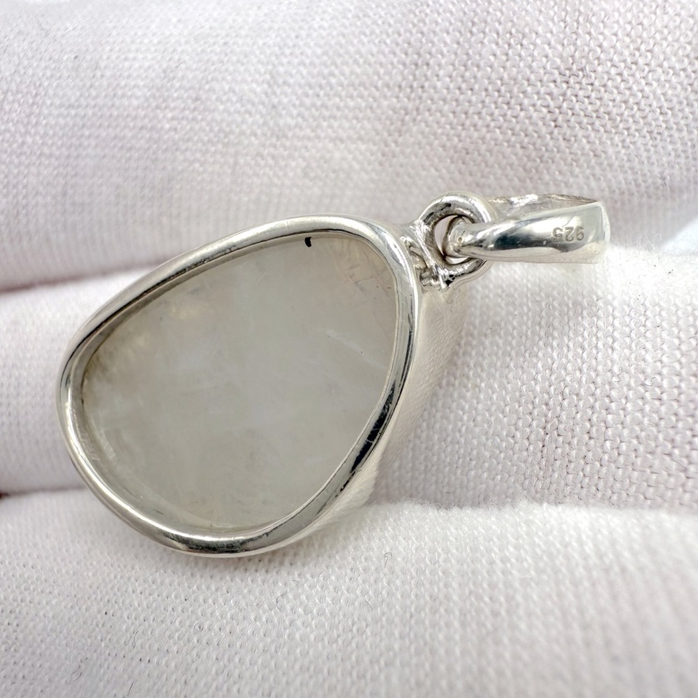 Rainbow Moonstone Rough .925 Sterling Silver Pendant - Picture 11 of 16